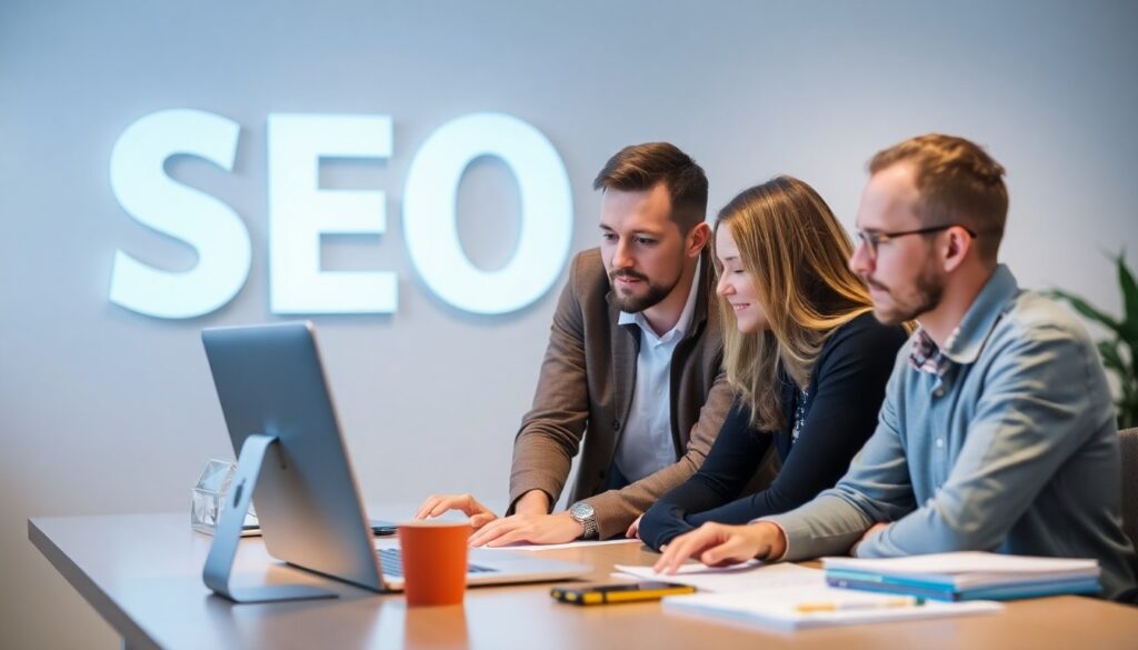 Equipe SEO travaille sur une stratégie de contenu afin de booster les visites en ligne d'une entreprise