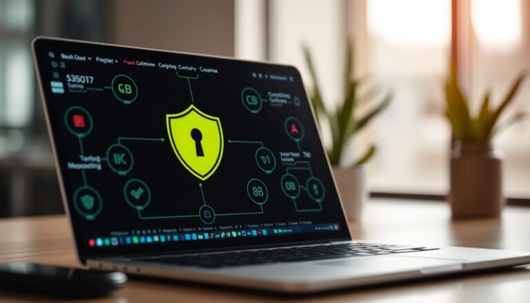 Logiciel de sécurité en ligne affiché sur PC portable