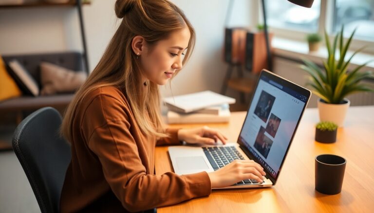 Maintenance site internet fait par une jeune développeuse sur son ordinateur portable