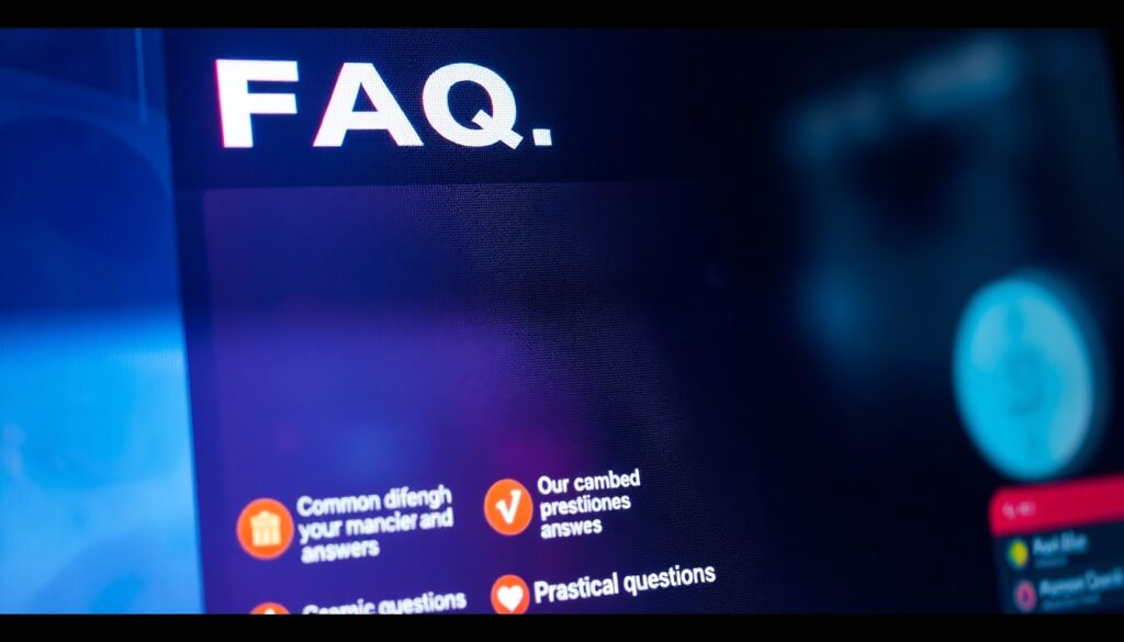 Le mot "FAQ" affiché sur un écran