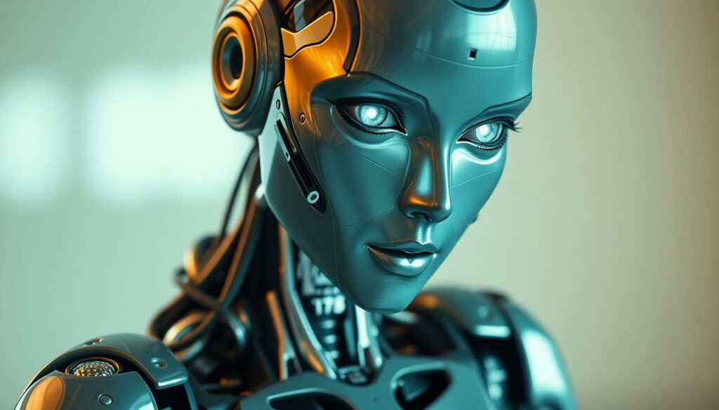 Une photo close-up d'une IA sous forme de femme robot