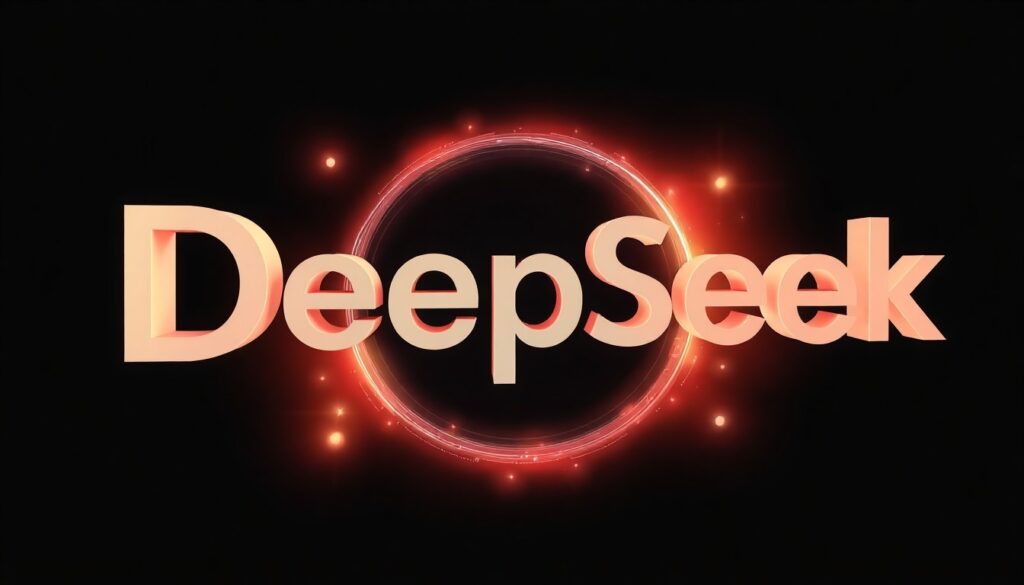 Le mot "DeepSeek" écrit sur un fond noir